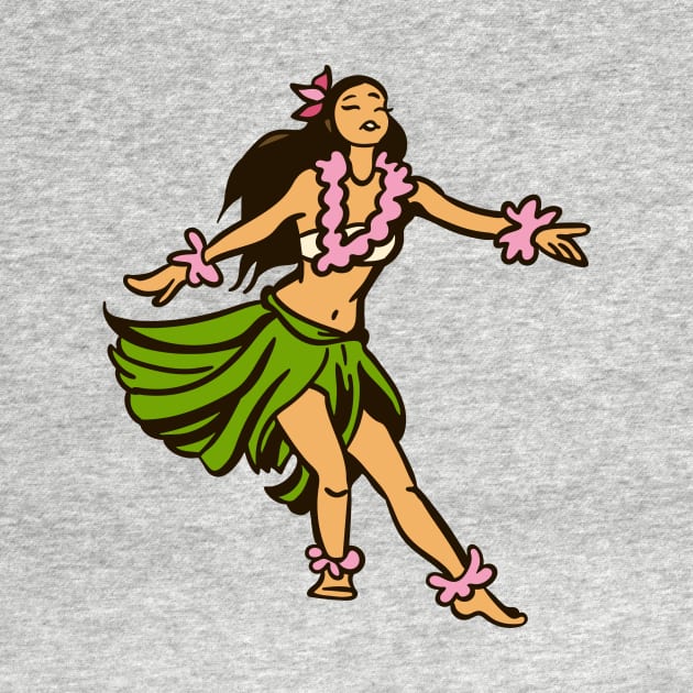 Vintage Hawaiian Hula Dancer Cartoon // Retro Hula Girl by Now Boarding